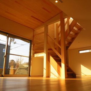 杉の階段と天井